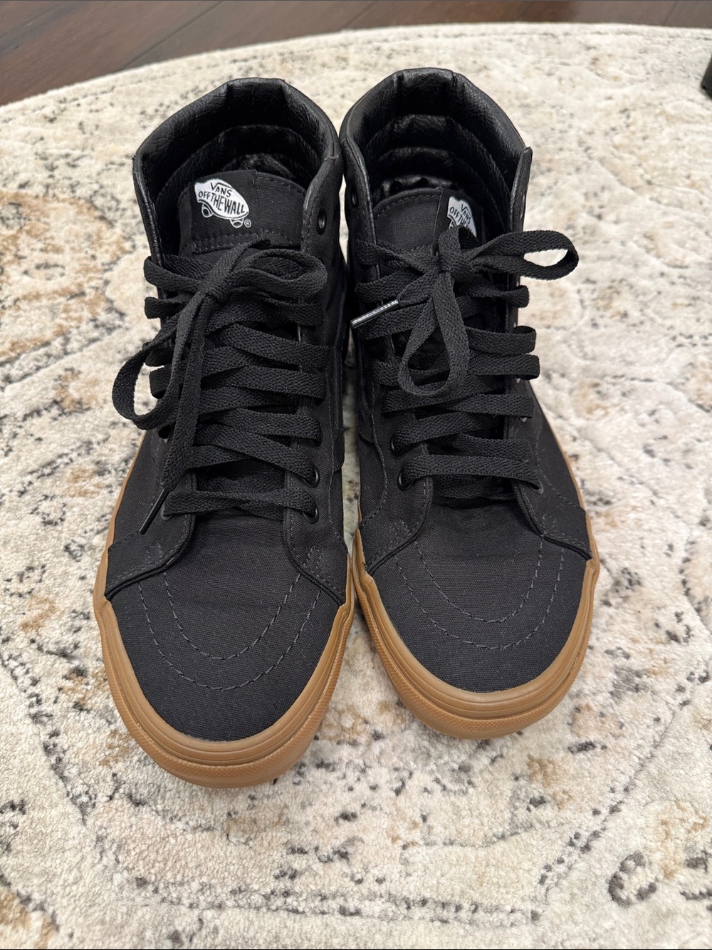 Vans Vans Sk8-Hi Reissue Canvas High-Top Sneakers in Black with Gum Sole